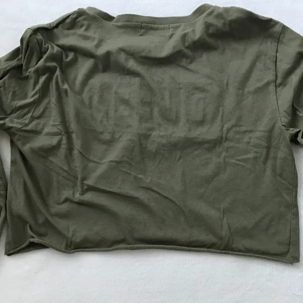 Say What Crop Top, Junior Size XL (Bust: 42"), Dark Green - Picture 3 of 4